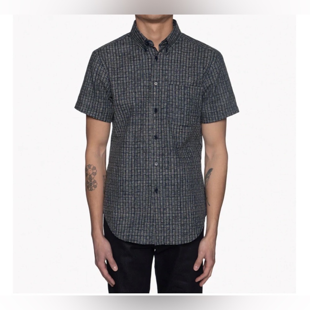 Naked and Famous Easy Shirt Kimono Basketweave Print size Large